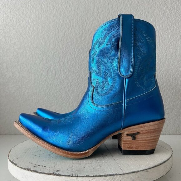 Lane SMOKESHOW Womens Cowboy Bootie 8.5 Blue Western Cowgirl Short Ankle Boots - Picture 4 of 11
